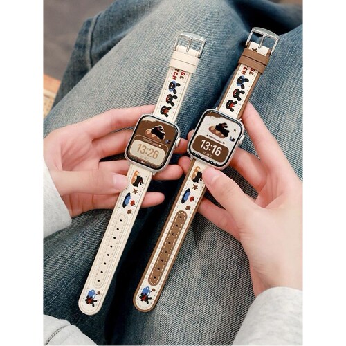 适用苹果手表表带iWatch10代真皮s8女款Applewatch9可爱41mmUltra