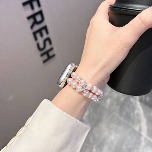 珍珠手链适用Applewatch表带新款iwatch手表带se苹果s9女士款时尚
