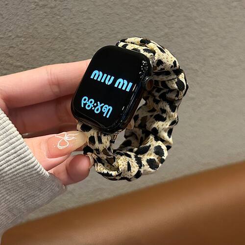 适用苹果手表10代表带iWatch9豹纹女款applewatch8新款SE大肠发圈