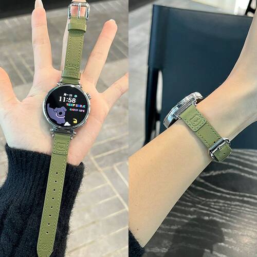 适用华为gt5/gt4小牛皮可爱小熊软皮舒适watch43百搭高级表带女士