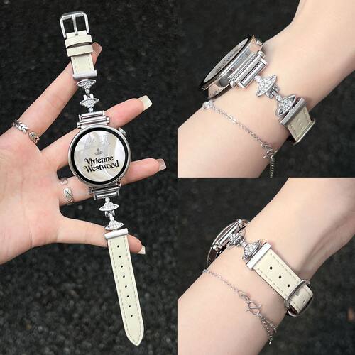 土星金属拼皮oppox2mini表带适用oppowatchx2min表带女士真皮轻奢