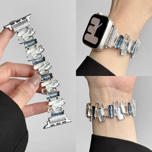 阶梯形弹力多巴胺手镯表带适用s9苹果手表Applewatch10 9 876se