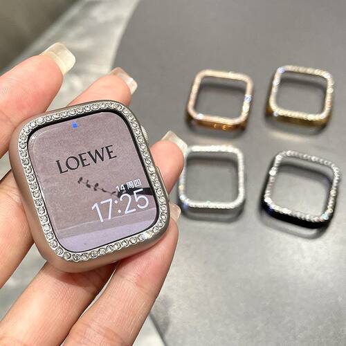 适用华强北s10表壳苹果s9手表带钻保护壳applewatchS87se半包表壳