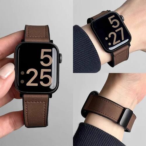 适用红米watch6表带watch5/4表带小米9pro疯马纹皮革小米8pro腕带