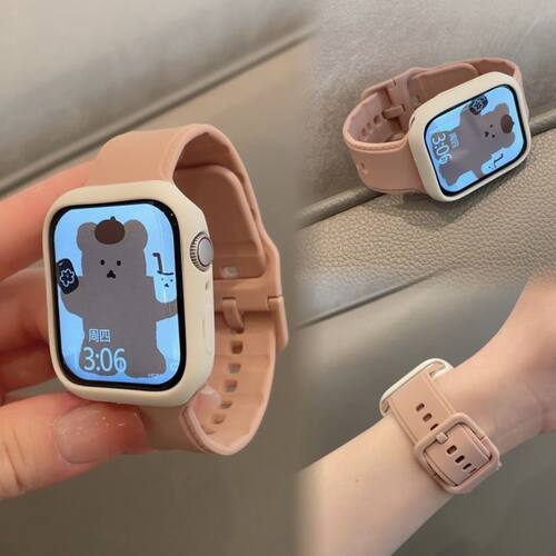 适用于S7applewatch表带硅胶压印流线华强北新款654se女款保护壳