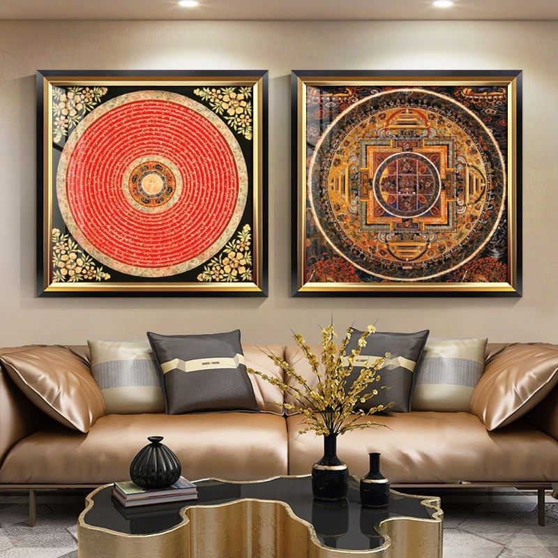 速发唐卡玄关装饰坛藏族轻城挂画画奢中式禅意西藏曼茶罗民族壁画,家居饰品,现代装饰画,淘宝优惠券,粉丝福利购,淘宝优惠卷