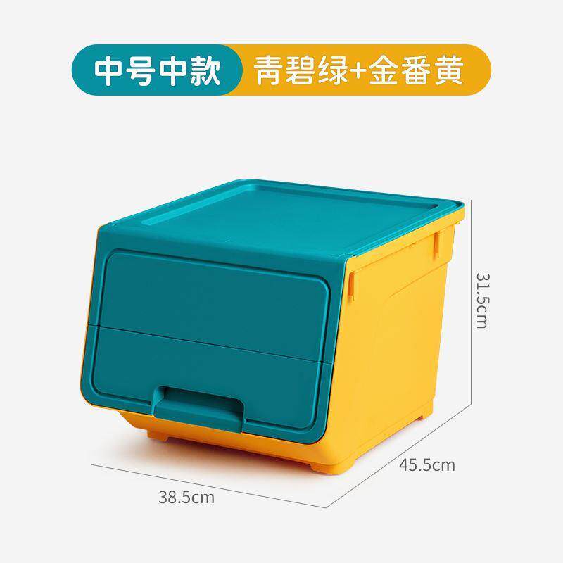 前盖式收纳箱布娃娃家里收纳神器收纳箱斜口集装箱收纳盒衣服