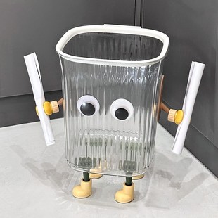 家用客厅厨房透明卫生桶高颜值大眼睛纸篓 可爱创意垃圾桶202新款