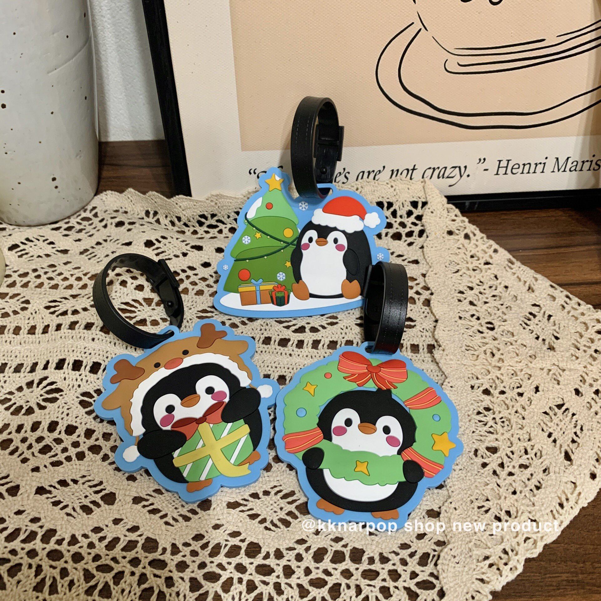 冬日小企鹅~行李牌PVC软胶可爱高颜值旅行箱包吊牌防丢识别牌新款