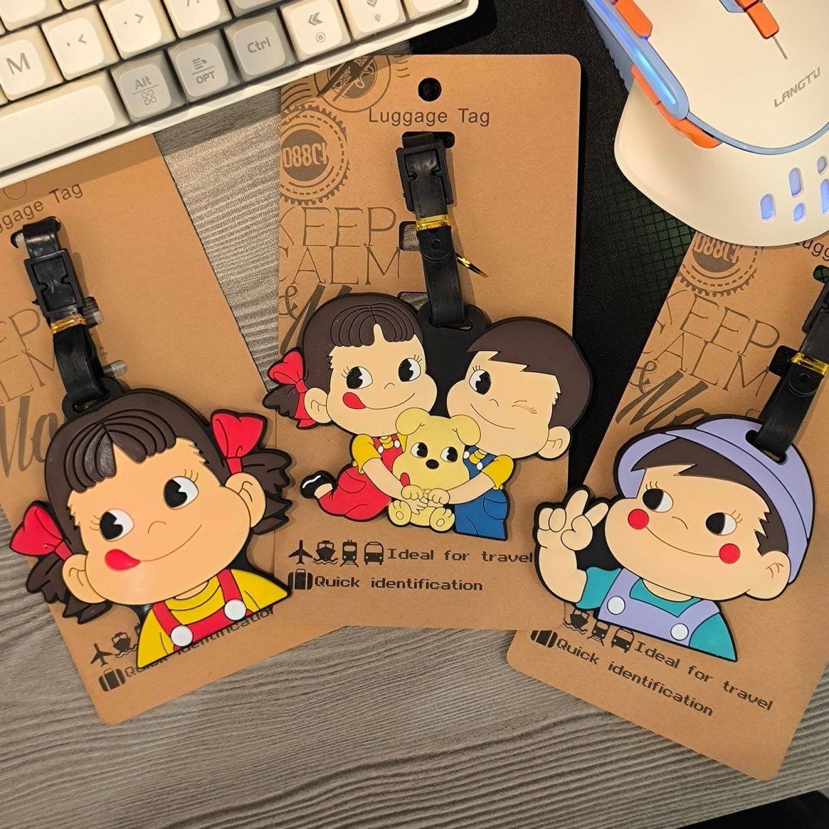 不二家登机托运牌牛奶妹行李牌创意旅行儿童书包挂牌可爱卡通diy