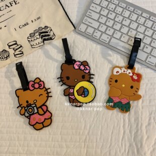 旅游日记~黑皮kt行李箱吊牌可爱ins韩风少女心托运登机牌挂件新款
