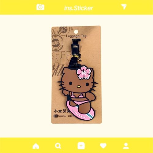 黑皮凯蒂HelloKitty可爱猫咪周边行李牌防丢行李箱名字标签吊牌