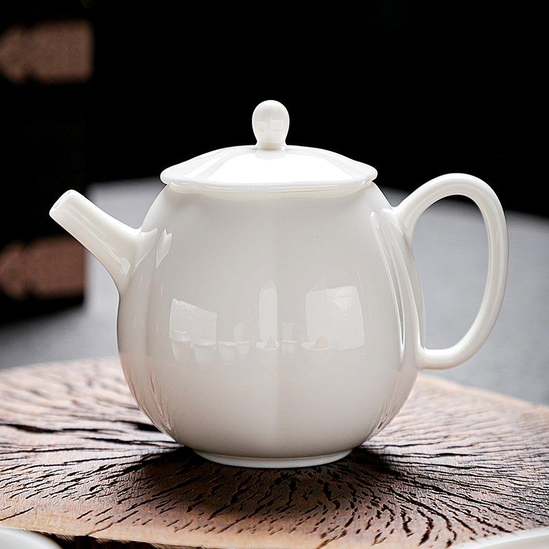 德化白瓷花瓣壶羊脂玉q泡茶壶中式单壶功夫茶具陶瓷冲茶壶办公家,餐饮具,茶壶,淘宝优惠券,粉丝福利购,淘宝优惠卷