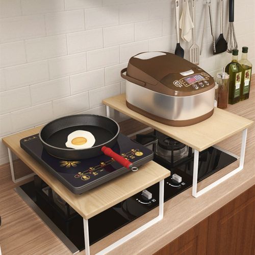 厨房台面桌面分层隔板置物架放y锅具收纳架子橱柜内部水壶电饭煲