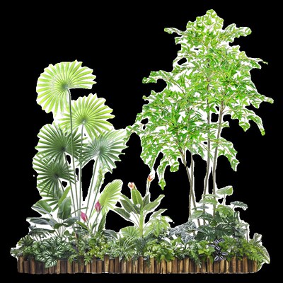 仿真假绿a植室内景观造景组合大型仿生树布置入户玄关热带植物造