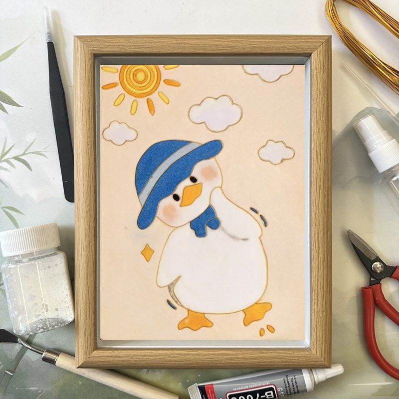 立体相框掐丝珐琅画diy材料包桌面装饰摆件礼R物景泰蓝非遗手工,特色手工艺,景泰蓝,淘宝优惠券,粉丝福利购,淘宝优惠卷