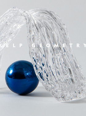 轻奢简约玻璃飘带摆件创意艺术软装D饰品样板间售楼处隔断柜子陈