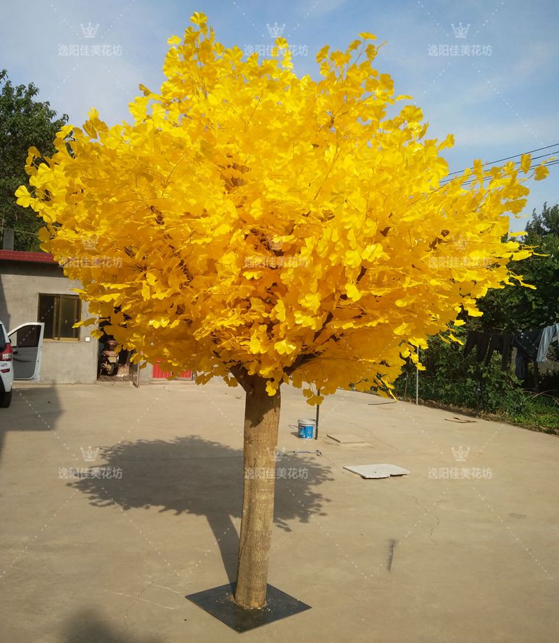 仿真银杏树假银杏树大p型绿植工程橱窗装饰许愿树婚庆道具树包邮