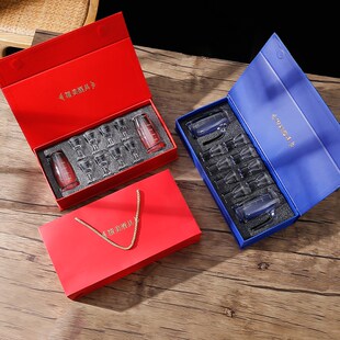 白酒杯礼盒套装家用送礼烈酒杯子弹杯分酒器一Q口杯小酒盅送手提