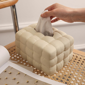 ins奶油风陶瓷纸巾盒摆件x客厅高档面包抽纸盒创意家用茶几装 饰
