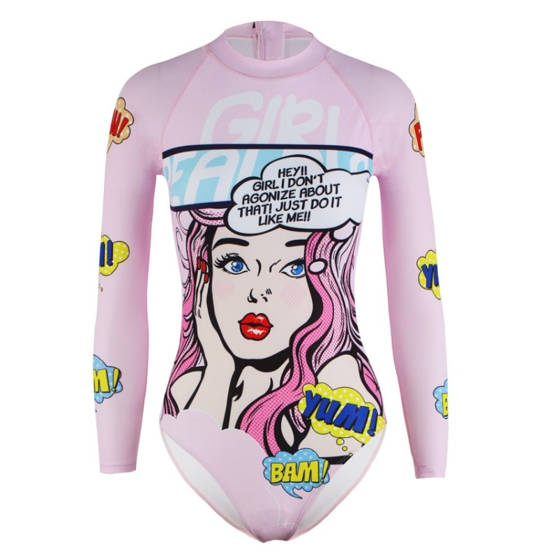 韩国ins泳衣女连体长袖防嗮保B守遮肚显瘦温泉度假专业冲浪潜水服