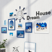 照片墙相框挂墙装 饰免打孔家庭客厅小相册L组合创意儿童轻奢相片