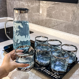 家用客厅待客喝水水杯ins风耐热茶具茶杯水具 高颜值玻a璃杯子套装