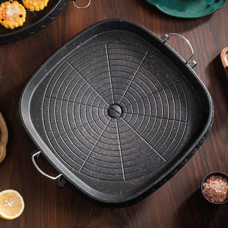 韩式麦饭石不粘烤盘铁板铁板烧盘子商用烤肉家用户外燃.气卡式炉,厨房/烹饪用具,烧烤盘,淘宝优惠券,粉丝福利购,淘宝优惠卷
