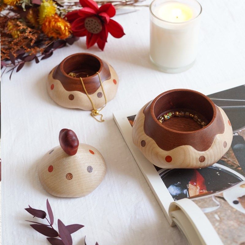 山舍冰雪圣诞树收纳盒 实木首饰盒桌面摆件 送朋友闺Y蜜创意礼物