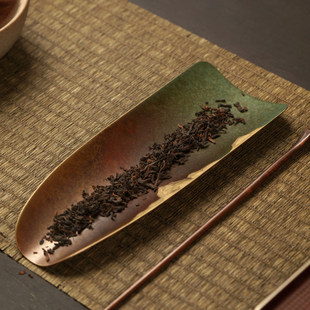 古歌元作黄铜手工茶锥茶针茶勺复古茶铲茶则茶匙茶拨功夫茶道配件