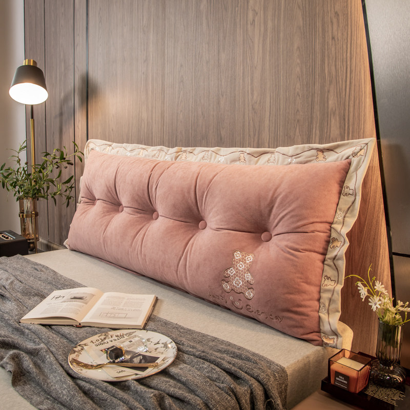 1.35m软包床头男孩女孩枕轻奢丝绒C床头长靠背1.5m双人床大靠枕2