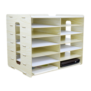 办公室文件收纳盒整理箱a4纸桌面单据H票据财务多层档案木质置物