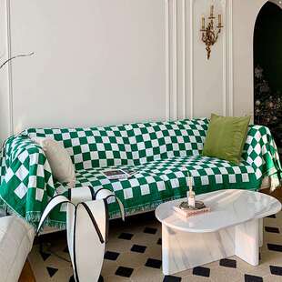 。棋盘格沙发盖布迷你7字型套罩三人位单座个u字型U欧士木头一体