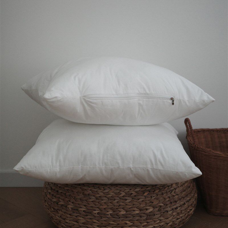 全棉防羽布羽丝绒s拉链抱枕芯靠垫芯靠枕芯纯白色