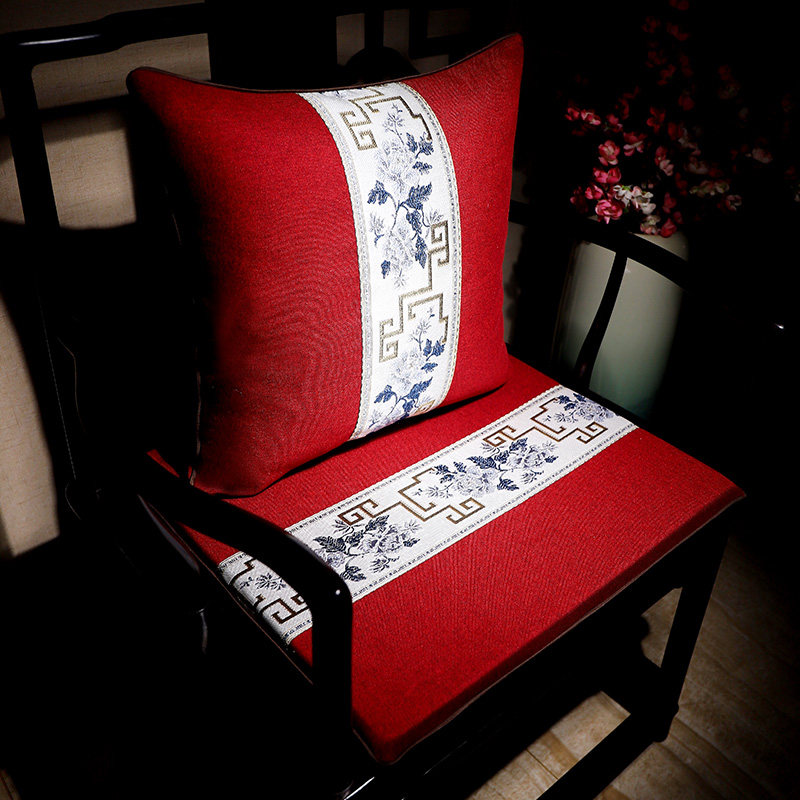 中式实木沙发坐垫居家布艺中国风圈椅太师椅N餐椅座垫凳子垫子防