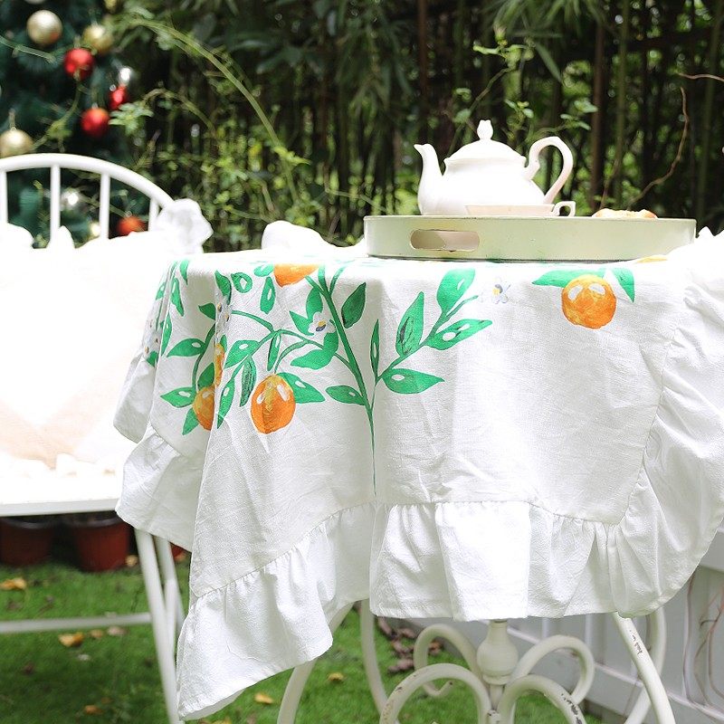 鸢尾乡旅水彩橘子桌布盖巾茶几巾美式小清新文T艺圆桌圆几布盘垫,居家布艺,桌布,淘宝优惠券,粉丝福利购,淘宝优惠卷
