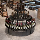 中岛展示柜圆形展柜包包鞋 化妆品礼品母婴用品展示柜木质展示货架