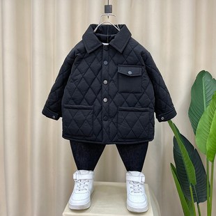 男童轻薄棉衣2024秋冬装新款儿童小棉服夹棉衬衫洋气加厚宝宝外套