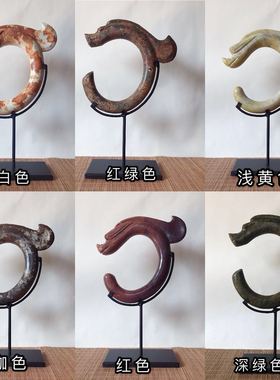 简约新款祝福新C龙 家居饰品玉龙摆件桌面绿色红山文化手工猪龙