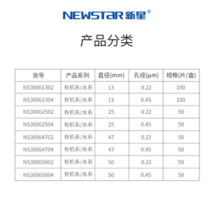 新星耐强酸碱亲水有机聚四氟乙烯PTFE微孔滤膜圆片膜47mm50mm0.22