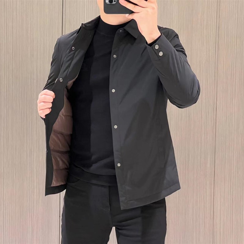 冬季新款高端防风防水面料青年男士轻薄休闲白鹅绒羽绒服夹克外套