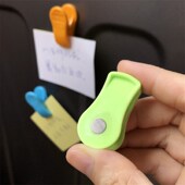 磁性照片夹便利贴小夹子吸附冰箱便签条夹子彩色票据夹3个装 包邮