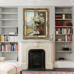 高档手绘百合花油画 欧式客厅背景画 玄关装饰画 壁炉挂画N198