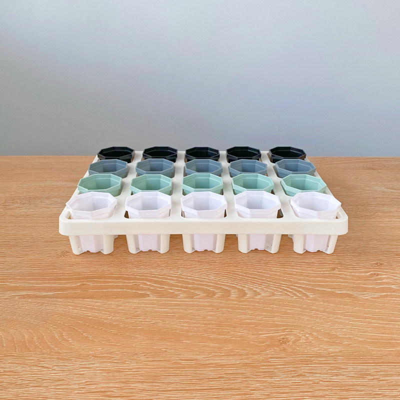 白色托架多肉迷你八角盆组合塑料加厚家用接水盘花盆浸盆浇水育苗