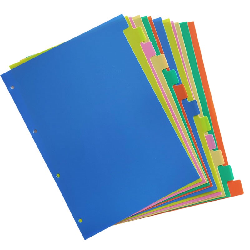 A4B5A5活页索引彩色磨砂活页芯透明塑料分隔页4孔分类指示页定制