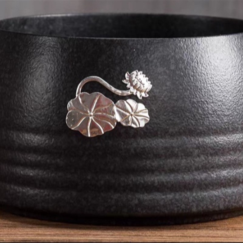 大号黑陶烟灰缸创意 家用客厅中式禅意多功能办公 果皮垃圾收纳缸