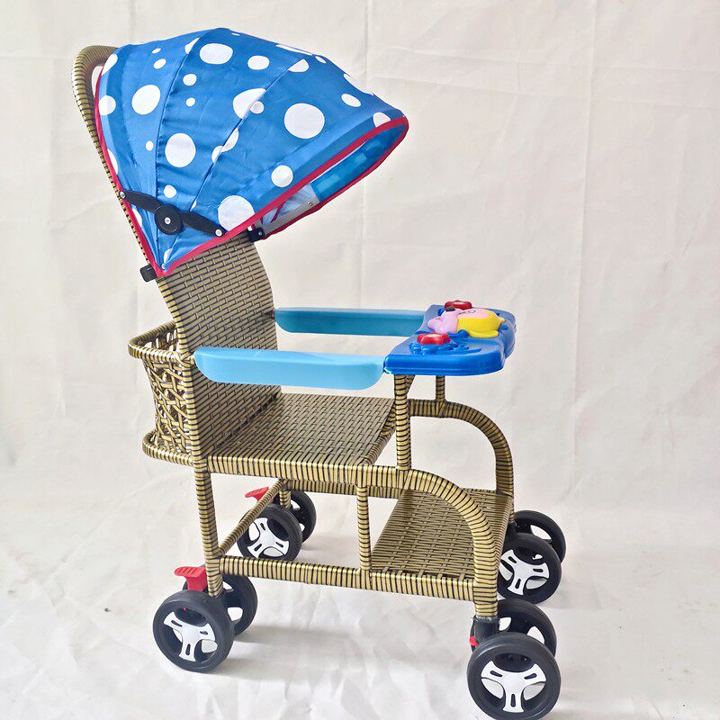 夏季婴儿推车竹藤推车座椅仿藤小推车溜娃神器竹编藤椅竹子轻便椅