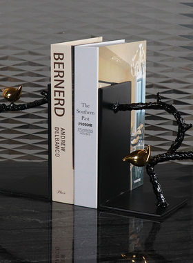 新中式创意铸造树枝鸟书夹书靠书立书档书房摆件样板房软装品摆件