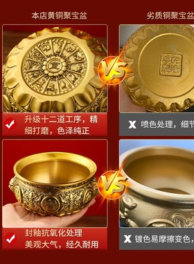 聚宝盆摆件招财聚财纯黄铜实心存钱罐客厅店铺黄铜米缸开业送礼品