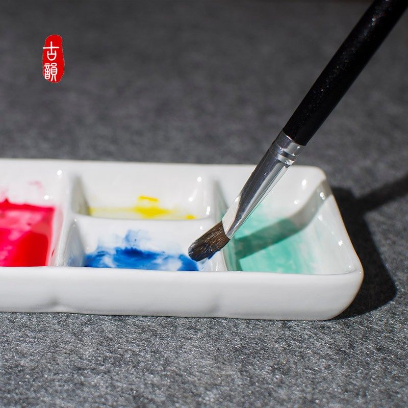 景德镇陶瓷调色盘易清洗纯白四格调色碟盒国画水彩水粉油画颜料盒,文具电教/文化用品/商务用品,调色盒,淘宝优惠券,粉丝福利购,淘宝优惠卷